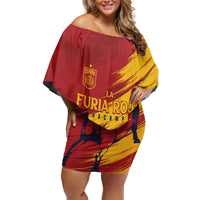 Spain La Furia Roja Custom Off Shoulder Short Dress 2024 Tetracampeon Espana - Wonder Print Shop
