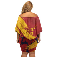 Spain La Furia Roja Custom Off Shoulder Short Dress 2024 Tetracampeon Espana - Wonder Print Shop