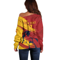 Spain La Furia Roja Custom Off Shoulder Sweater 2024 Tetracampeon Espana - Wonder Print Shop