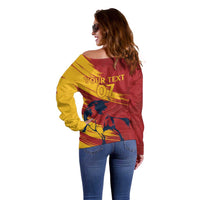 Spain La Furia Roja Custom Off Shoulder Sweater 2024 Tetracampeon Espana - Wonder Print Shop