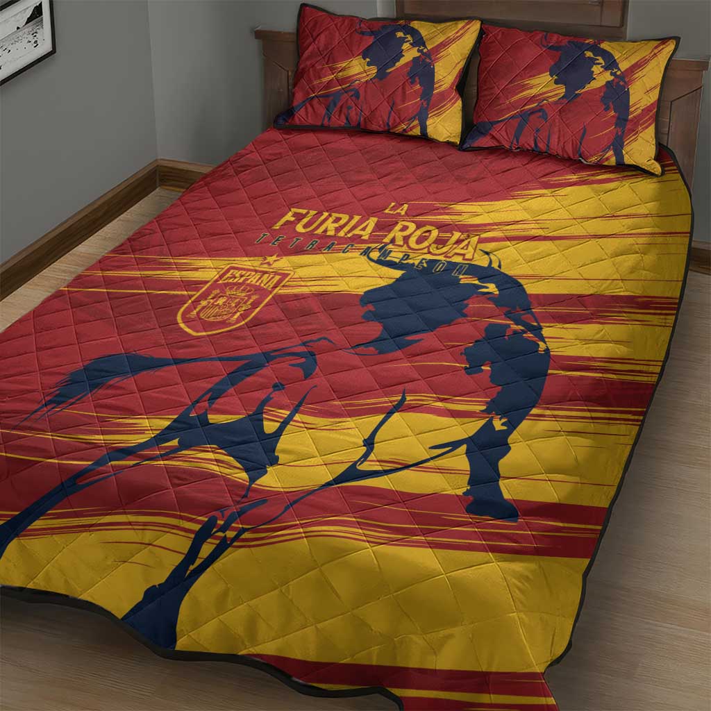 Spain La Furia Roja Quilt Bed Set 2024 Tetracampeon Espana - Wonder Print Shop