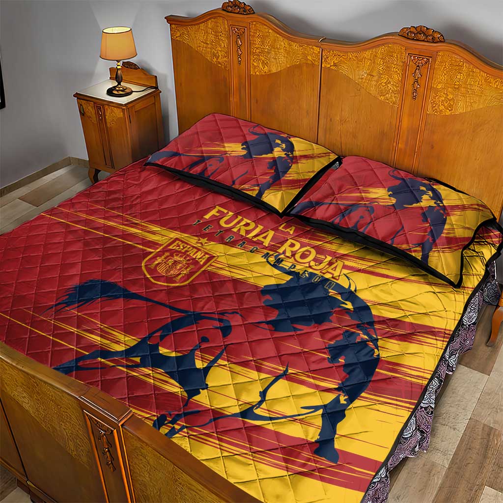 Spain La Furia Roja Quilt Bed Set 2024 Tetracampeon Espana - Wonder Print Shop