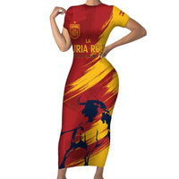 Spain La Furia Roja Custom Short Sleeve Bodycon Dress 2024 Tetracampeon Espana - Wonder Print Shop
