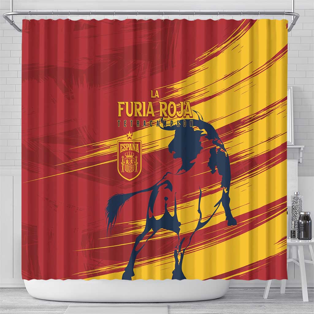 Spain La Furia Roja Shower Curtain 2024 Tetracampeon Espana