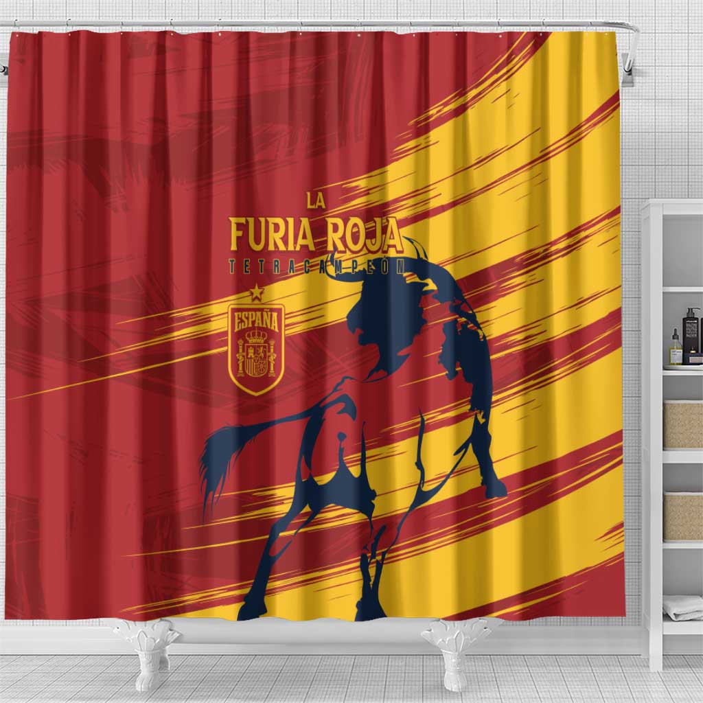 Spain La Furia Roja Shower Curtain 2024 Tetracampeon Espana