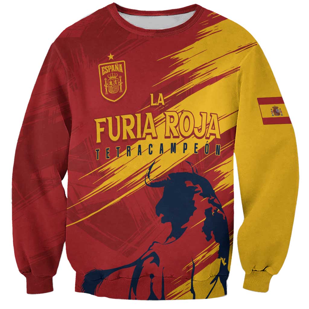 Spain La Furia Roja Custom Sweatshirt 2024 Tetracampeon Espana - Wonder Print Shop