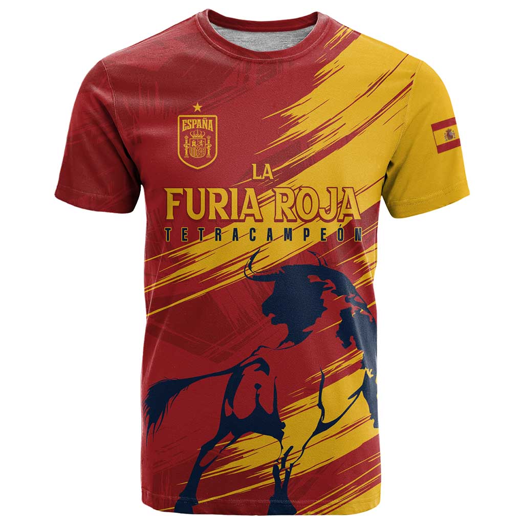 Spain La Furia Roja Custom T Shirt 2024 Tetracampeon Espana - Wonder Print Shop