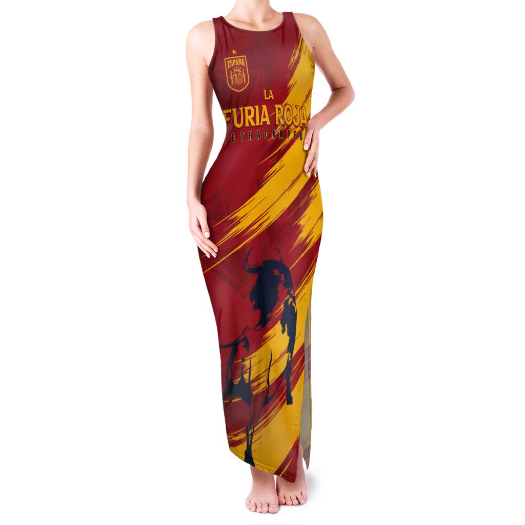 Spain La Furia Roja Custom Tank Maxi Dress 2024 Tetracampeon Espana - Wonder Print Shop
