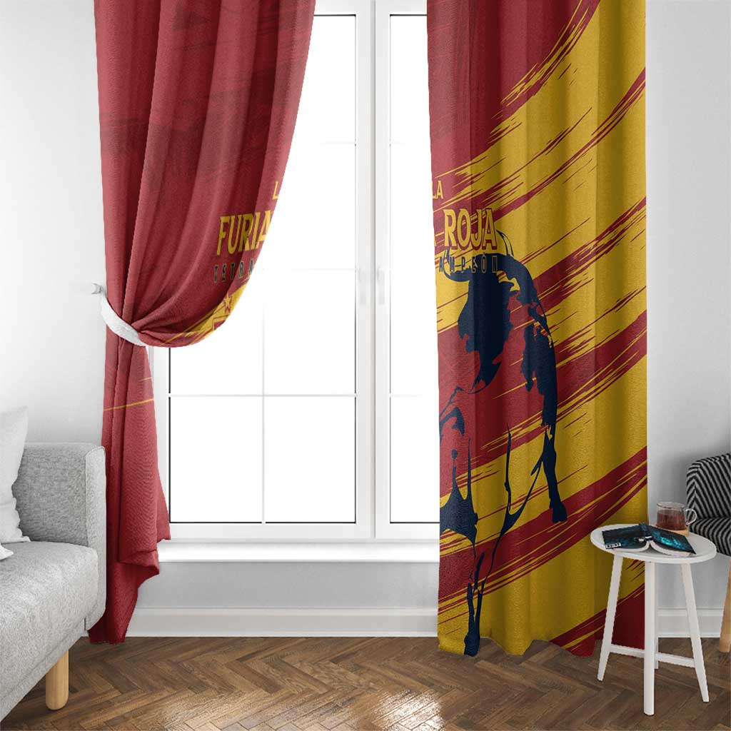 Spain La Furia Roja Window Curtain 2024 Tetracampeon Espana - Wonder Print Shop