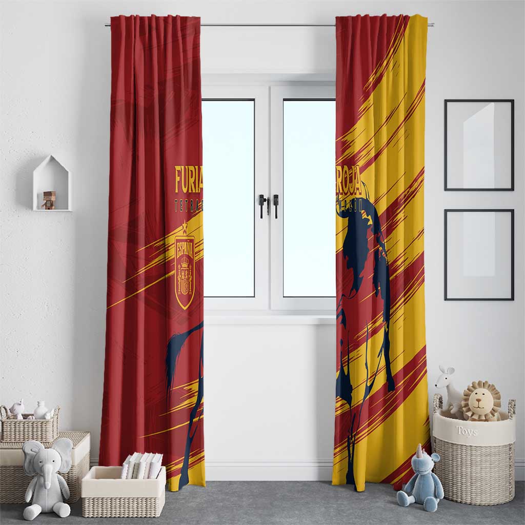 Spain La Furia Roja Window Curtain 2024 Tetracampeon Espana - Wonder Print Shop