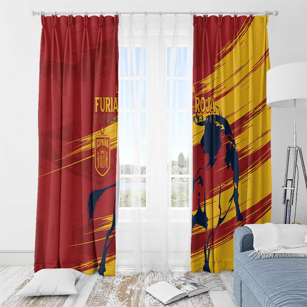 Spain La Furia Roja Window Curtain 2024 Tetracampeon Espana - Wonder Print Shop