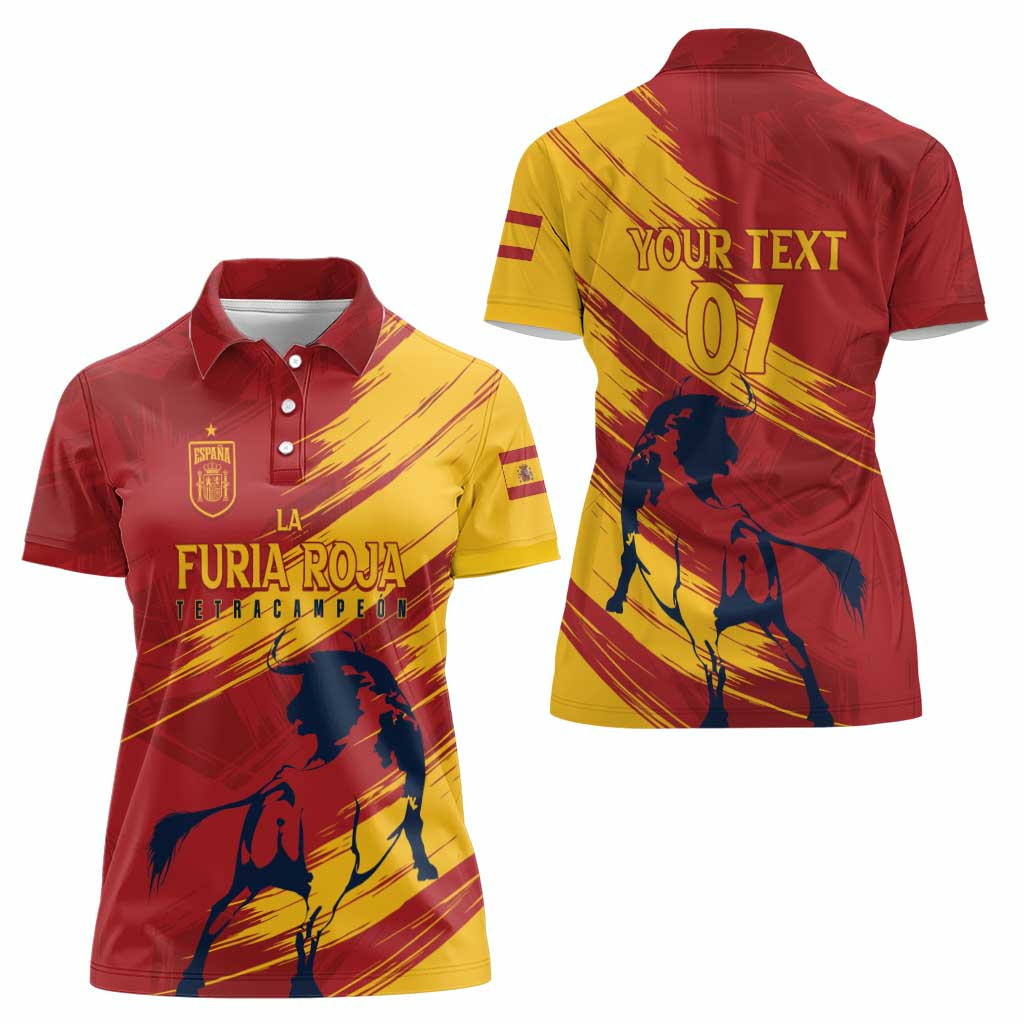 Spain La Furia Roja Custom Women Polo Shirt 2024 Tetracampeon Espana - Wonder Print Shop