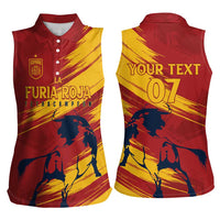 Spain La Furia Roja Custom Women Sleeveless Polo Shirt 2024 Tetracampeon Espana - Wonder Print Shop