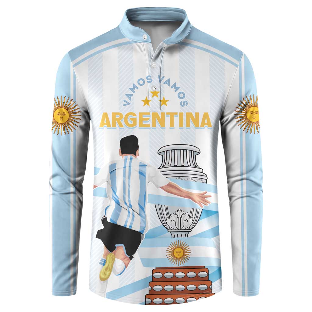 Argentina Campeones Custom Button Sweatshirt Vamos Vamos Albiceleste LT7 - Wonder Print Shop