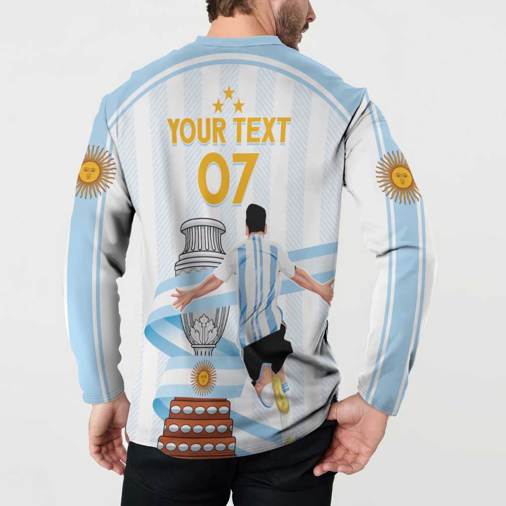 Argentina Campeones Custom Button Sweatshirt Vamos Vamos Albiceleste LT7 - Wonder Print Shop