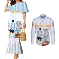 Argentina Campeones Custom Couples Matching Mermaid Dress and Long Sleeve Button Shirt Vamos Vamos Albiceleste