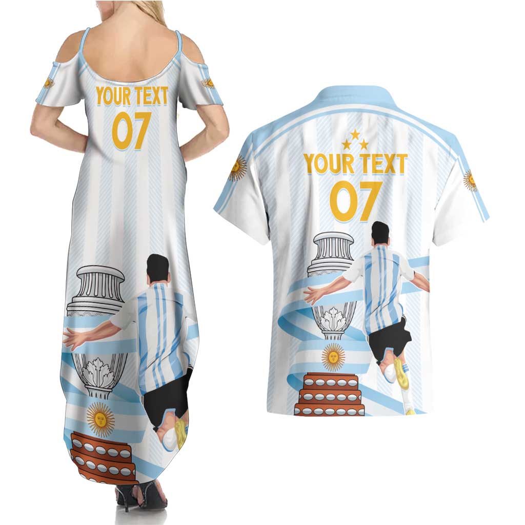 Argentina Campeones Custom Couples Matching Summer Maxi Dress and Hawaiian Shirt Vamos Vamos Albiceleste LT7 - Wonder Print Shop