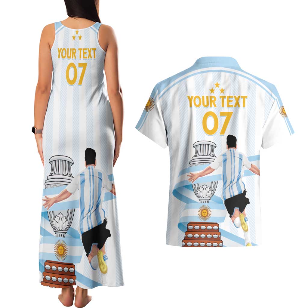 Argentina Campeones Custom Couples Matching Tank Maxi Dress and Hawaiian Shirt Vamos Vamos Albiceleste LT7 - Wonder Print Shop