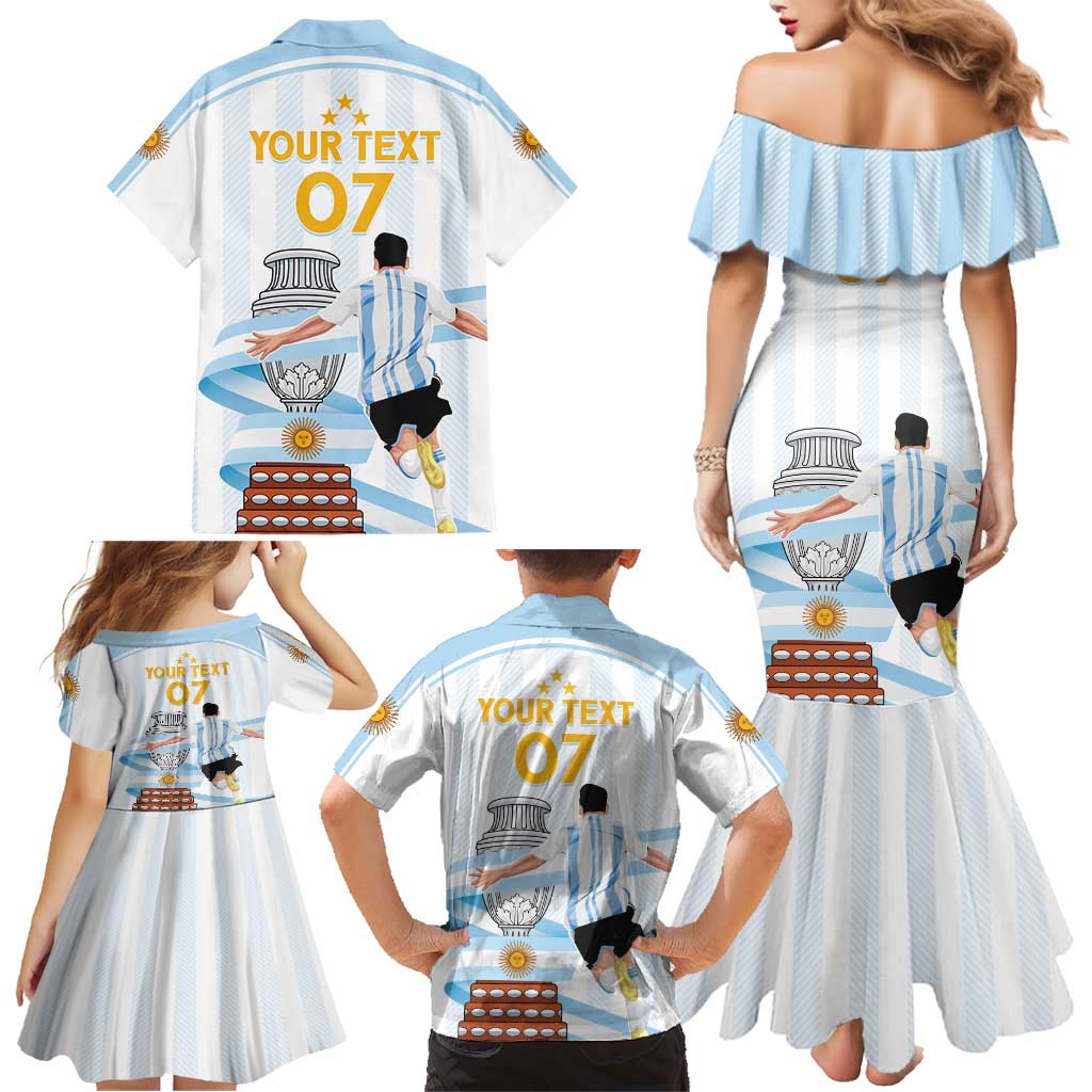 Argentina Campeones Custom Family Matching Mermaid Dress and Hawaiian Shirt Vamos Vamos Albiceleste LT7 - Wonder Print Shop