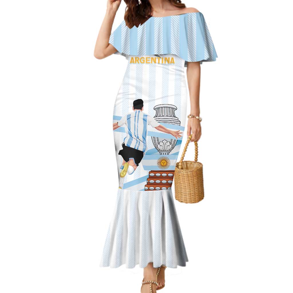 Argentina Campeones Custom Family Matching Mermaid Dress and Hawaiian Shirt Vamos Vamos Albiceleste LT7 - Wonder Print Shop