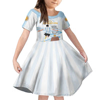 Argentina Campeones Custom Family Matching Off The Shoulder Long Sleeve Dress and Hawaiian Shirt Vamos Vamos Albiceleste - Wonder Print Shop