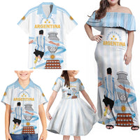 Argentina Campeones Custom Family Matching Off Shoulder Maxi Dress and Hawaiian Shirt Vamos Vamos Albiceleste LT7 - Wonder Print Shop