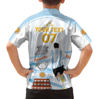 Argentina Campeones Custom Family Matching Off Shoulder Short Dress and Hawaiian Shirt Vamos Vamos Albiceleste LT7 - Wonder Print Shop