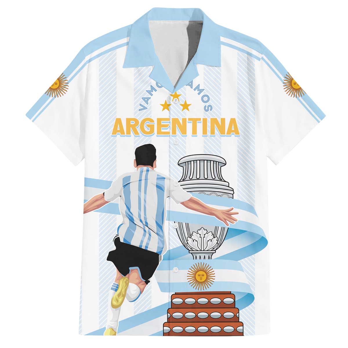 Argentina Campeones Custom Family Matching Off Shoulder Short Dress and Hawaiian Shirt Vamos Vamos Albiceleste LT7 - Wonder Print Shop