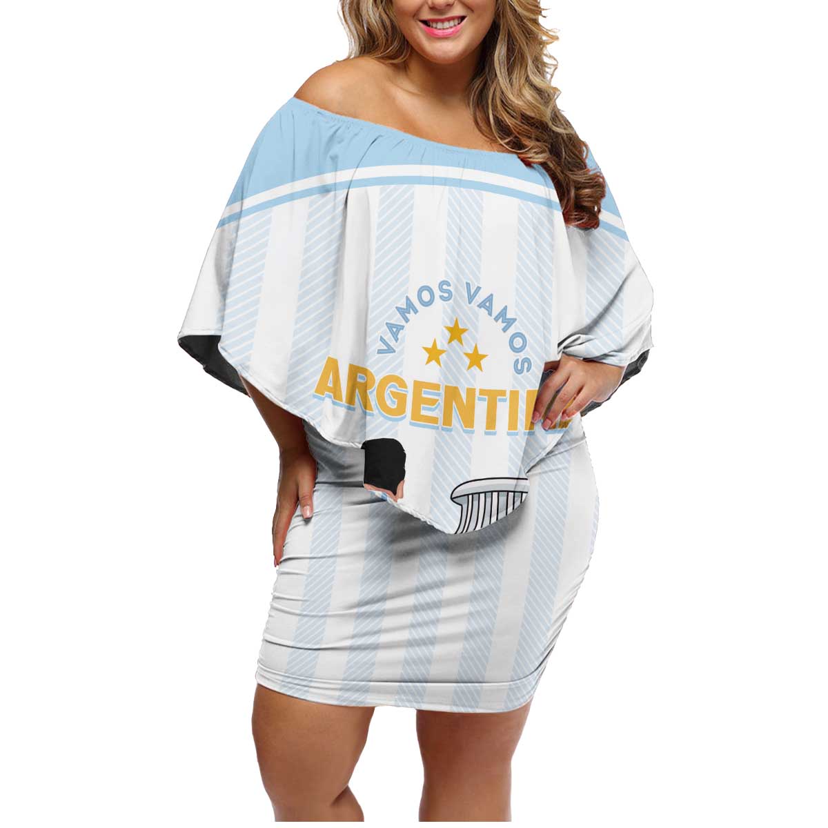 Argentina Campeones Custom Family Matching Off Shoulder Short Dress and Hawaiian Shirt Vamos Vamos Albiceleste LT7 - Wonder Print Shop