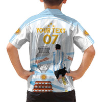 Argentina Campeones Custom Family Matching Short Sleeve Bodycon Dress and Hawaiian Shirt Vamos Vamos Albiceleste - Wonder Print Shop
