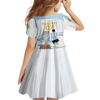 Argentina Campeones Custom Family Matching Short Sleeve Bodycon Dress and Hawaiian Shirt Vamos Vamos Albiceleste - Wonder Print Shop