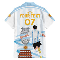 Argentina Campeones Custom Family Matching Short Sleeve Bodycon Dress and Hawaiian Shirt Vamos Vamos Albiceleste - Wonder Print Shop