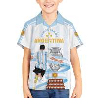 Argentina Campeones Custom Family Matching Short Sleeve Bodycon Dress and Hawaiian Shirt Vamos Vamos Albiceleste - Wonder Print Shop