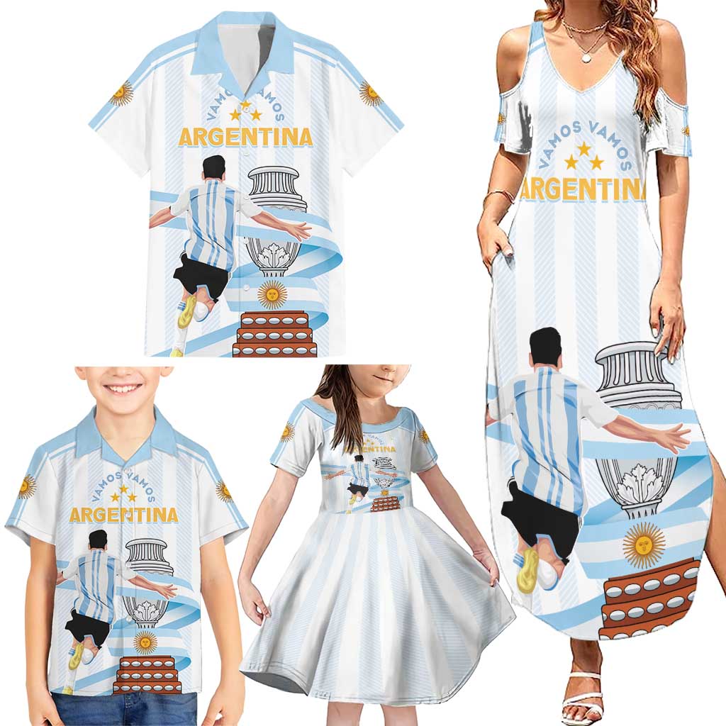 Argentina Campeones Custom Family Matching Summer Maxi Dress and Hawaiian Shirt Vamos Vamos Albiceleste - Wonder Print Shop