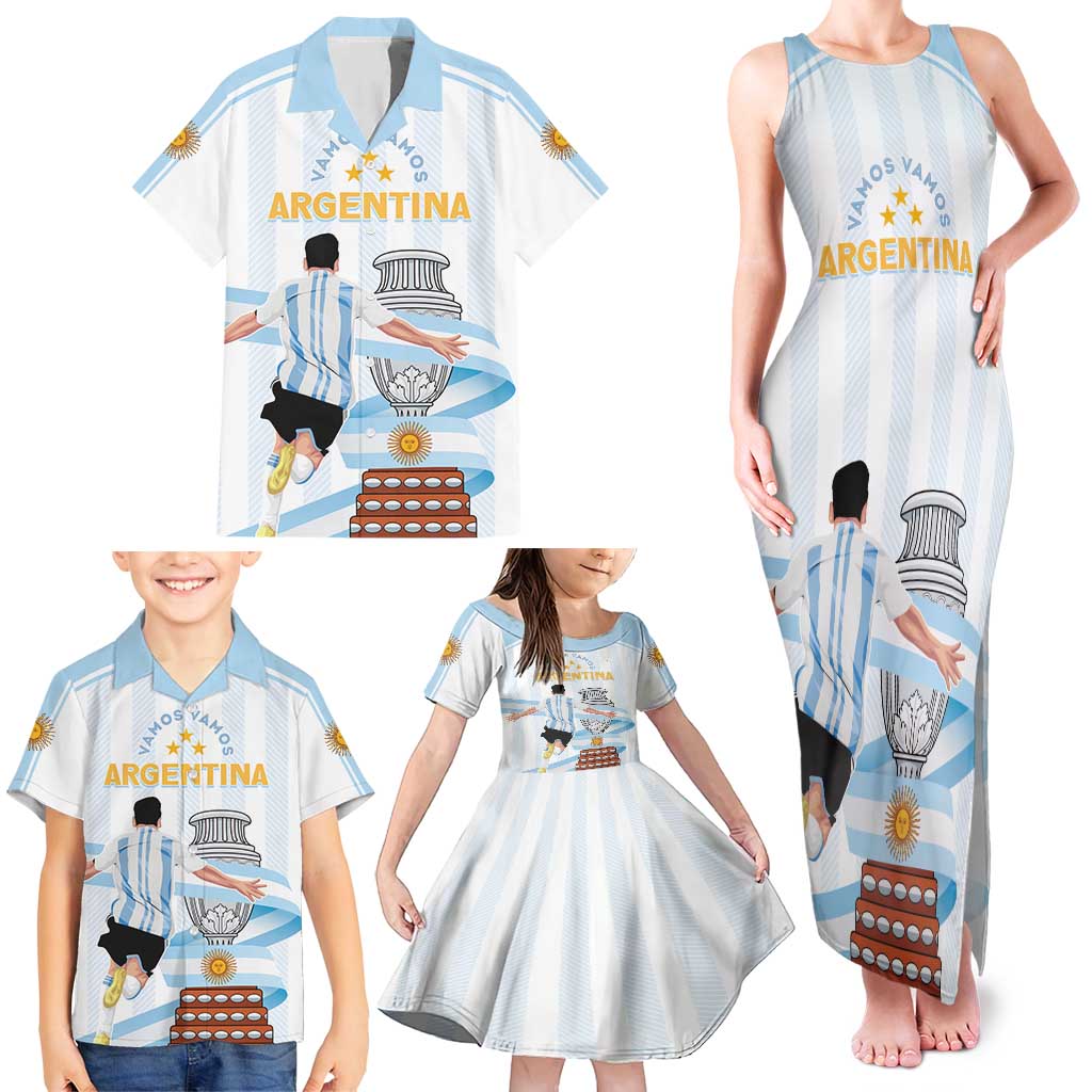 Argentina Campeones Custom Family Matching Tank Maxi Dress and Hawaiian Shirt Vamos Vamos Albiceleste - Wonder Print Shop