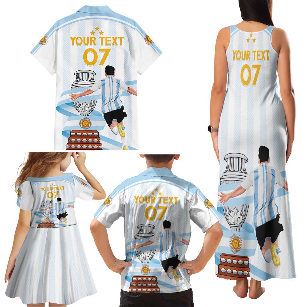 Argentina Campeones Custom Family Matching Tank Maxi Dress and Hawaiian Shirt Vamos Vamos Albiceleste - Wonder Print Shop