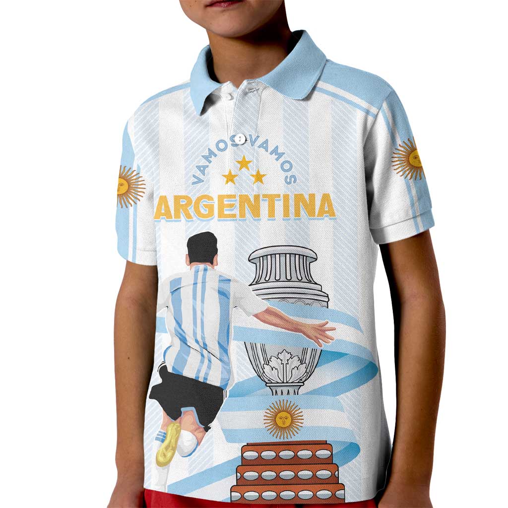 Argentina Campeones Custom Kid Polo Shirt Vamos Vamos Albiceleste - Wonder Print Shop