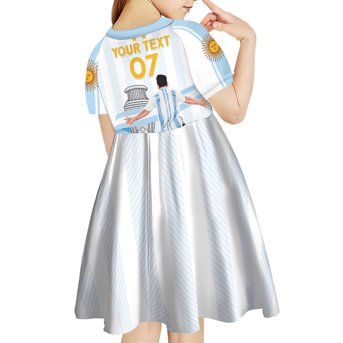 Argentina Campeones Custom Kid Short Sleeve Dress Vamos Vamos Albiceleste - Wonder Print Shop