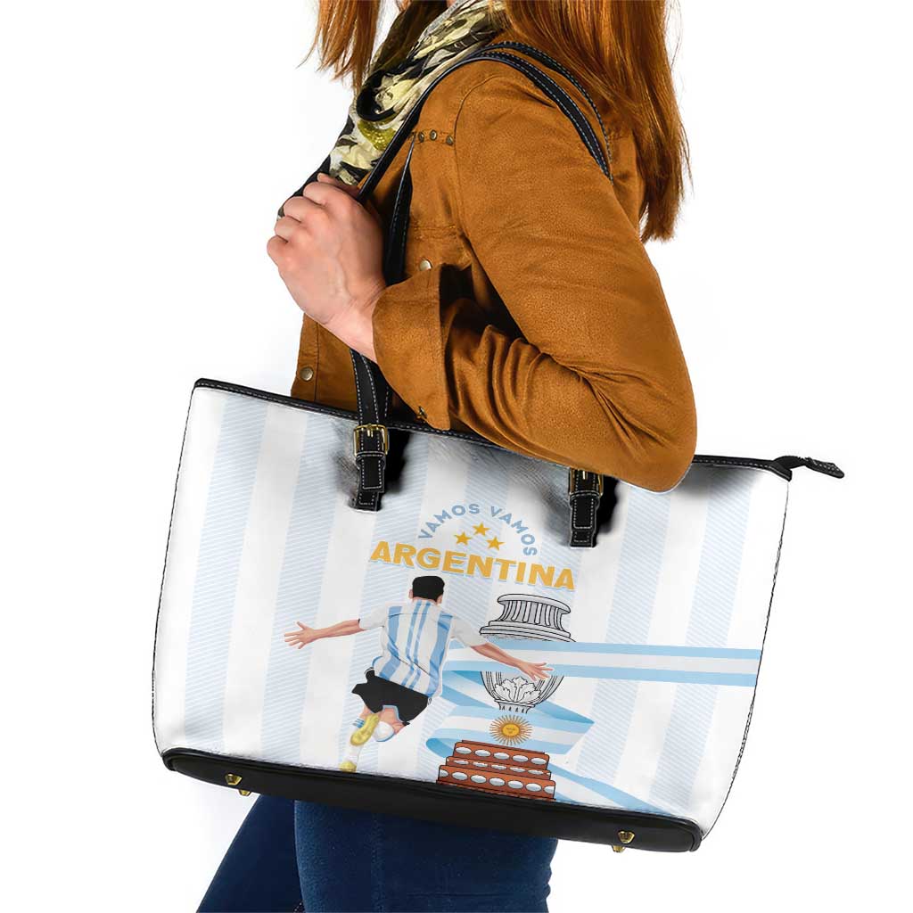 Argentina Campeones Leather Tote Bag Vamos Vamos Albiceleste - Wonder Print Shop