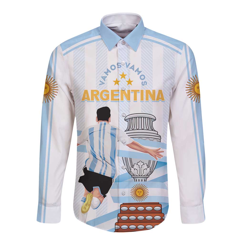 Argentina Campeones Custom Long Sleeve Button Shirt Vamos Vamos Albiceleste - Wonder Print Shop