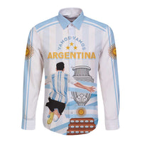 Argentina Campeones Custom Long Sleeve Button Shirt Vamos Vamos Albiceleste - Wonder Print Shop