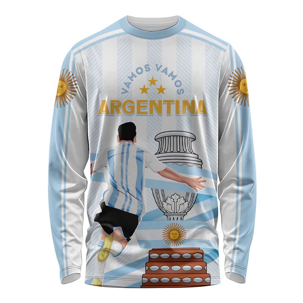 Argentina Campeones Custom Long Sleeve Shirt Vamos Vamos Albiceleste - Wonder Print Shop