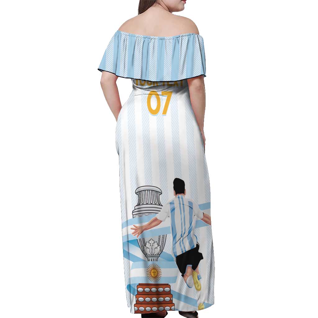 Argentina Campeones Custom Off Shoulder Maxi Dress Vamos Vamos Albiceleste - Wonder Print Shop