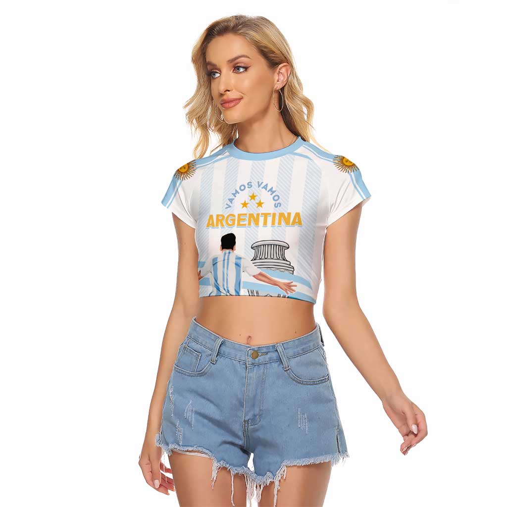 Argentina Campeones Custom Raglan Cropped T Shirt Vamos Vamos Albiceleste - Wonder Print Shop