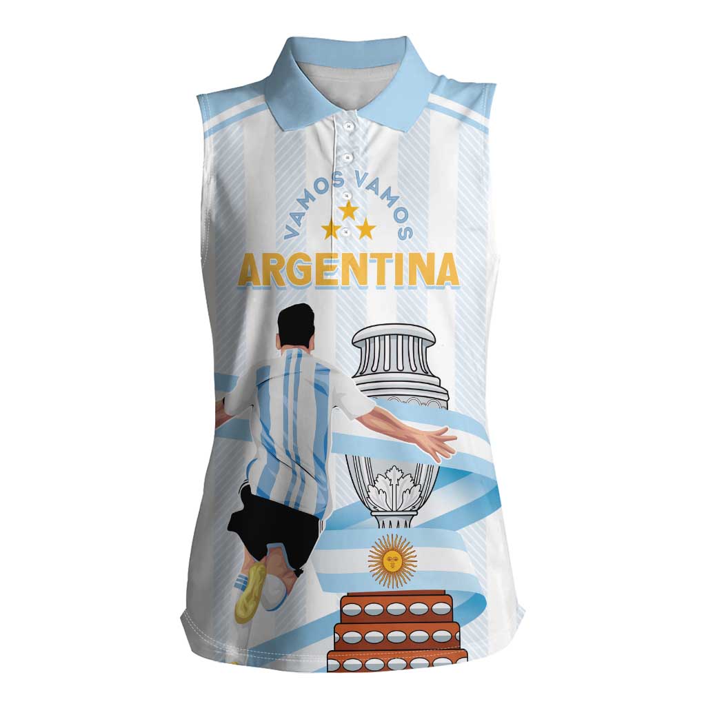 Argentina Campeones Custom Women Sleeveless Polo Shirt Vamos Vamos Albiceleste - Wonder Print Shop