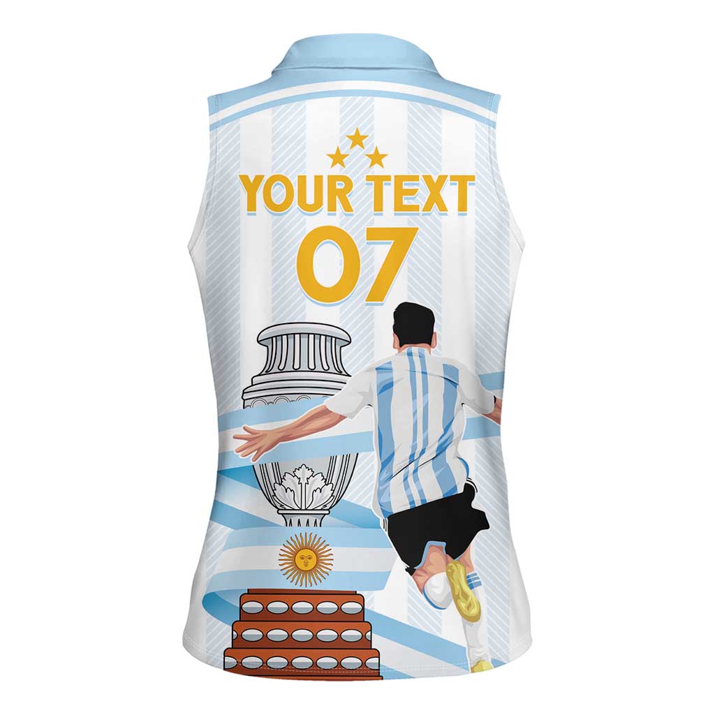 Argentina Campeones Custom Women Sleeveless Polo Shirt Vamos Vamos Albiceleste - Wonder Print Shop