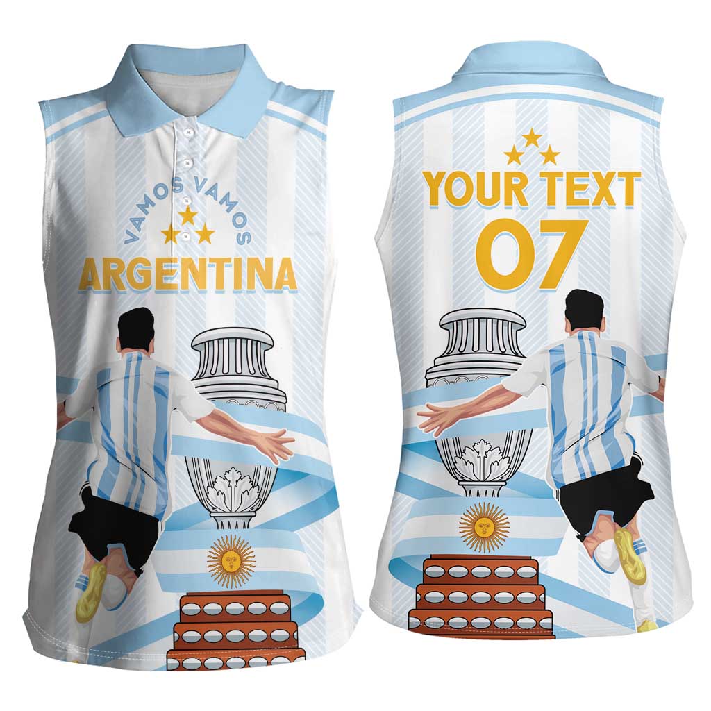 Argentina Campeones Custom Women Sleeveless Polo Shirt Vamos Vamos Albiceleste - Wonder Print Shop