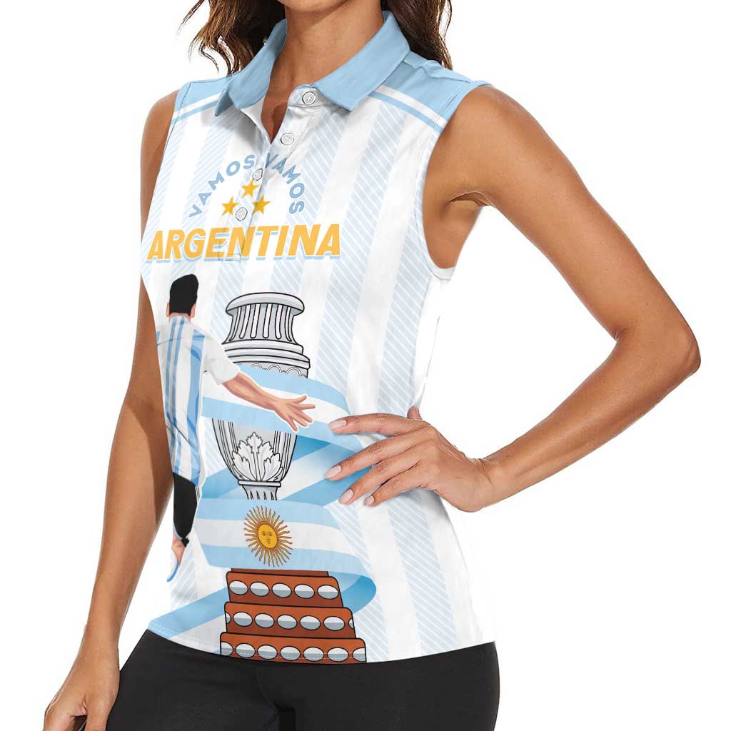 Argentina Campeones Custom Women Sleeveless Polo Shirt Vamos Vamos Albiceleste - Wonder Print Shop
