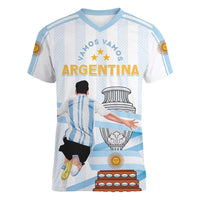 Argentina Campeones Custom Women V-Neck T-Shirt Vamos Vamos Albiceleste - Wonder Print Shop