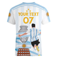 Argentina Campeones Custom Women V-Neck T-Shirt Vamos Vamos Albiceleste - Wonder Print Shop